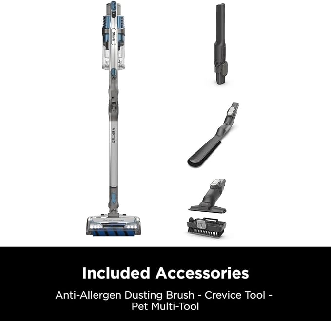 Shark IZ462H Vertex Ultra Lightweight Cordless Stick Vacuum with DuoClean PowerFins Crevice Pet Multi-Tool Anti-Allergen Brush Removable Handheld Flex 60 min Runtime Blue MultiFLEX