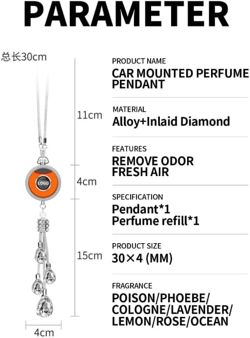 Luxury Car Air Freshener Pendant-Crystal Tassel Design with Refillable Perfume Bottle -Rearview Mirror Hanging Diffuser-Compatible with Mercedes-Benz Cars-Elegant Interior Decoration (Rose)