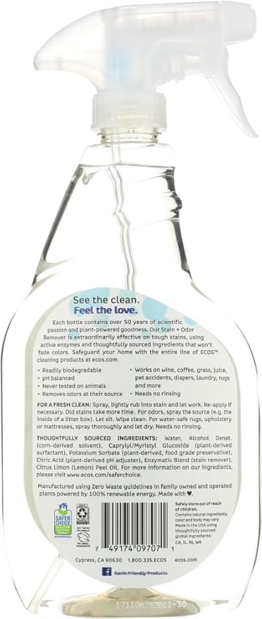 Earth Friendly Products Everyday Stain and Odor Remover Spray 22 Oz (Pack of 4)