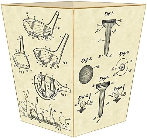 Marye-Kelley WB8333-Ivory Antique Golf Patent Wastepaper Basket