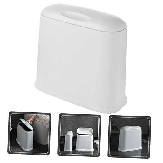 Happyyami Bathroom Trash Can Compact Garbage Bin Lid Modern Wastebasket for Kitchen Small Trash Bin