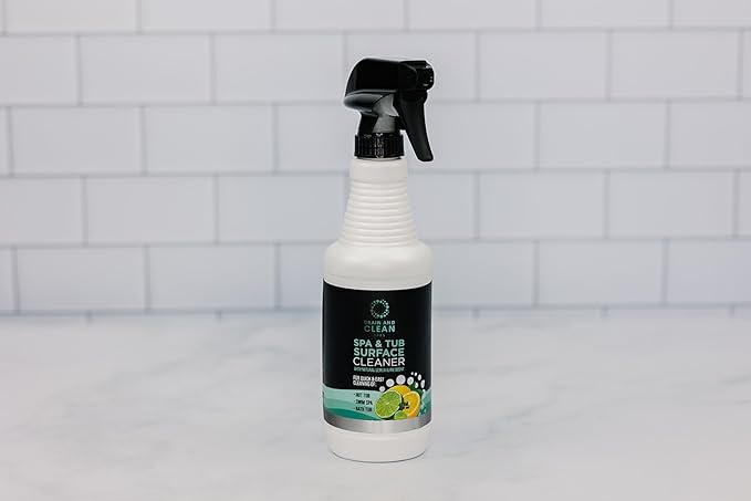 Spa &amp Hot Tub Surface Cleaner - All Natural Lemon/Lime Scent Removes Scale Dirt Grime &amp Hard Water | Ideal for Hot Tubs Swim Spas Bath Tubs &amp Showers | 16oz