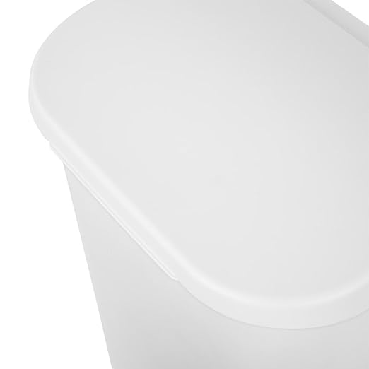 Sterilite 11.3 Gallon D Shape Flat Side Lift Top Lid Wastebasket Trash Can for Kitchen Home Office and Garage or Workspace White (24 Pack)