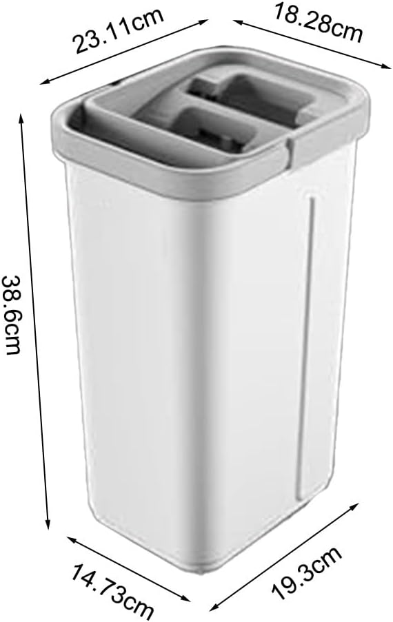 Hands-Free Flat Wet and Dry Dual-Use Mop with Bucket for Floor Cleaning Gray(White)