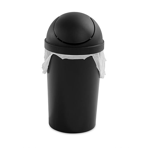 Sterilite 6 Pack SwingTop Wastebasket Round Trash Can w/Swing Top Lid 3 Gallon Black