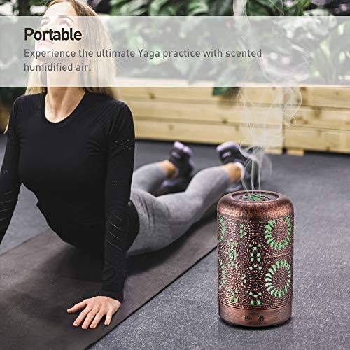 JCLOUD Essential Oil Diffuser 100ML Aromatherapy Diffuser with Waterless Auto Shut-Off Vintage Metal Diffusers for Essential Oils Cool Mist Humidifier for Home