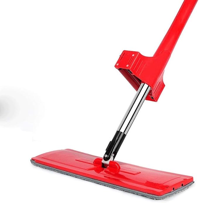 Clean Microfiber Flat Mop Hands-Free Self-Wringing Telescopic Stainless Steel 180 Degrees for Home Kitchen and All Floor Surfaces with Handle