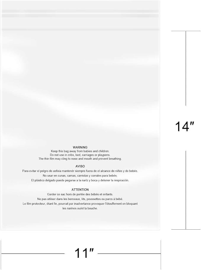 iMailer - 500 Count - 11 x 14 Clear Plastic Poly Bags with Suffocation Warning for Prints Photos Documents Clothing T-Shirt - Resealable AdhesiveNot Strong