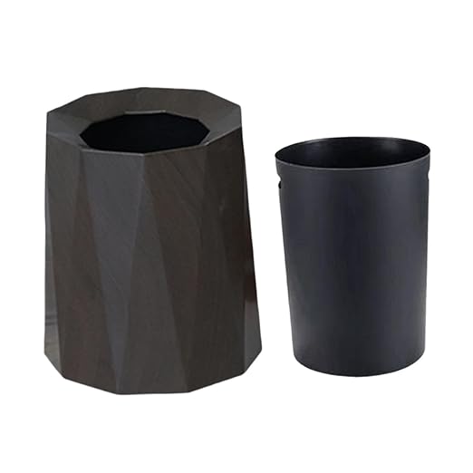 Trash Can Trash Bin Wastebasket Waste Basket for Living Room Patio Toilet Bedroom Walnut Color
