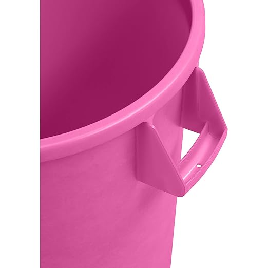 SPARTA Bronco 32 Gallon Trash Can Thick Polyethylene Bin NSF Certified Waste Container with Top Handles Bottom Handholds Reinforced Base and Stackable LLDPE 32 Gallon Pink (Pack of 4)