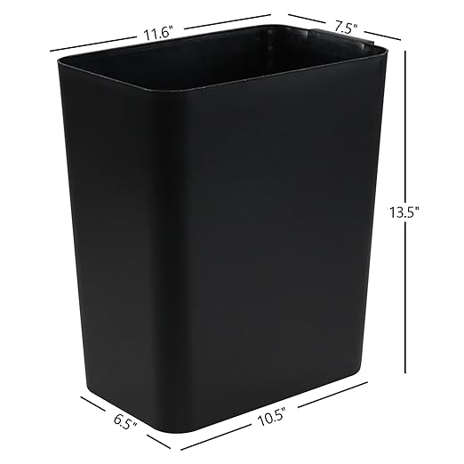 4.5 Gallon Small Plastic Waste Basket Black Open Top Garbage Can 3 Packs