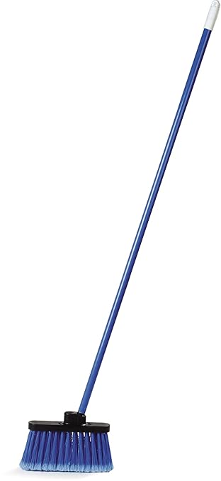 Carlisle FoodService Products 3686314 Duo-Sweep Light-Weight Flagged Industrial Lobby Broom with Metal Threaded Handle Blue 53 inch x 11 inch