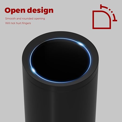 9L/2.3GAL Black Bathroom Trash Can Small Office Wastebasket Double Metal Bucket Body for Bathroom BedroomChildren's Room Powder RoomHotelBank (9L-Black)