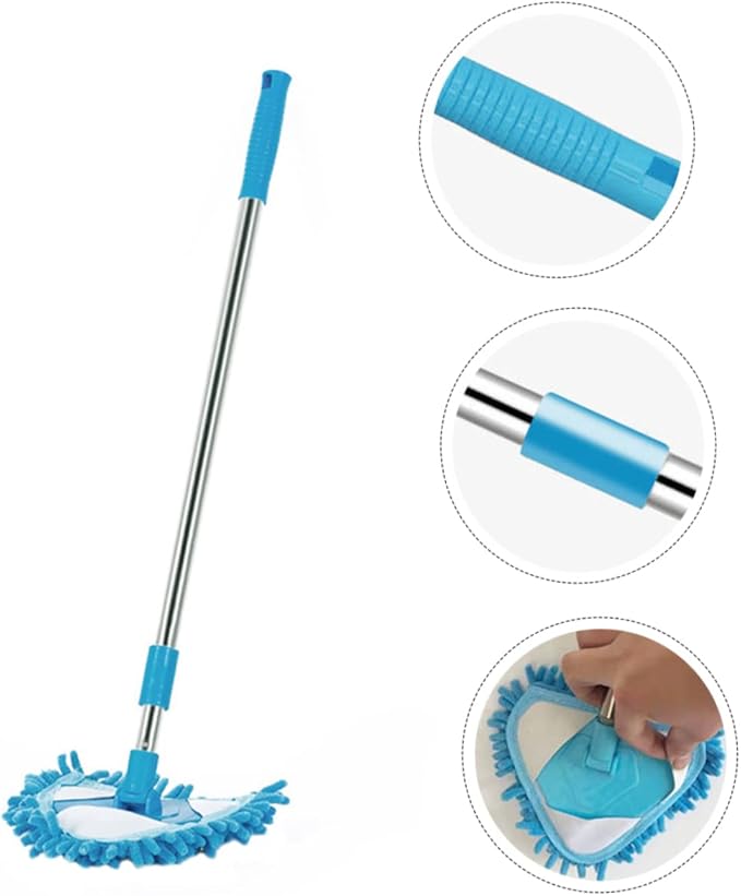 1Pc Lightweight Triangular Mop Rotatable Household Cleaning Tool Mini Mop for Hard Floors Soft Microfiber Head for Results