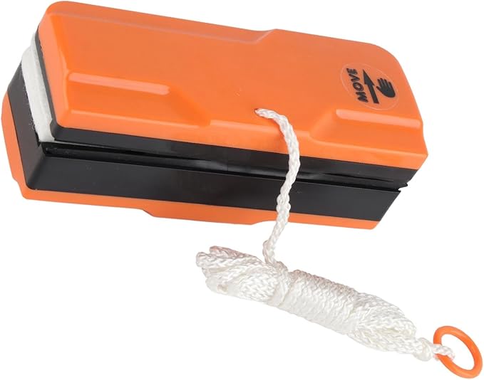 Magnetic Window Cleaner Double-Sided Glass Wiper for School and Car Includes 2 Soft Rags and Secure -Drop Design Easy to Use and Store (Orange)
