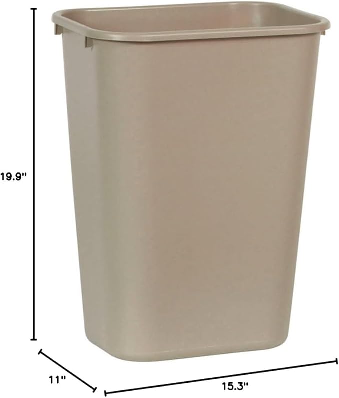 Beige Rectangular Trash Can (10 Gallon Size) Case of 12