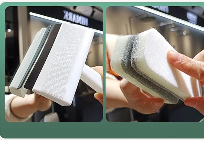 Double-Sided Window Washing Brush Multi-Function Glass Wiper Scraper Removable Sponge Kitchen Cleaning