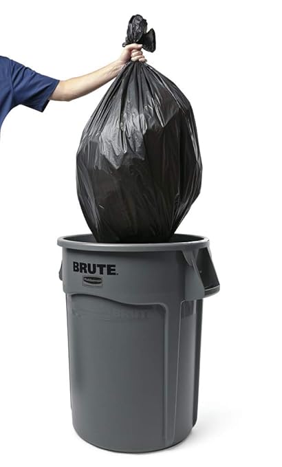 Rubbermaid Commercial Products 55 GAL Trash Bag 100 Count Gray Compatible with 55 GAL BRUTE Vented Containers for Kitchens/Classrooms/Offices/Back of House/Commercial Facilities