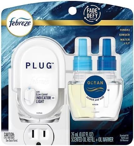 Generic Febreze Fade Defy PLUG Air Freshener &amp Odor Fighter Starter Kit Oil Refill - (1) 0.87 fl. oz. Oil Refill (Ocean)