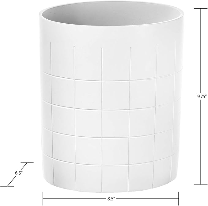 Creative Scents Polar White Small Bathroom Trash Can 1.58 Gal / 6L - Small Oval Waste Basket for Bathroom - Space Friendly Wastebasket Garbage Can for Powder Room Bedroom or Living Room
