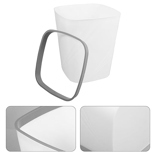 NUOBESTY Large Capacity Trash Can Plastic Garbage Bin with Press Ring for Secure Trash Bag Placement Small White Wastebasket for Home Office Kitchen Bathroom Living