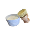 Round Tallow Solid Dish Soap Bar – 5 oz Handmade Dishwashing Soap with Ramekin and Bamboo Brush – Kitchen Set