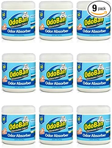 OdoBan Solid Odor Absorber Eliminator for Home and Small Spaces Fresh Linen Scent 14 Ounces Each 9-Pack