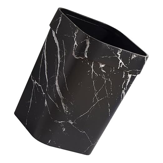 VOSAREA Marbling Wastebasket Lidless Square Trash Can for Bathroom Kitchen Bedroom Non Slip Design Elegant Marble Finish for Home Hotel Use