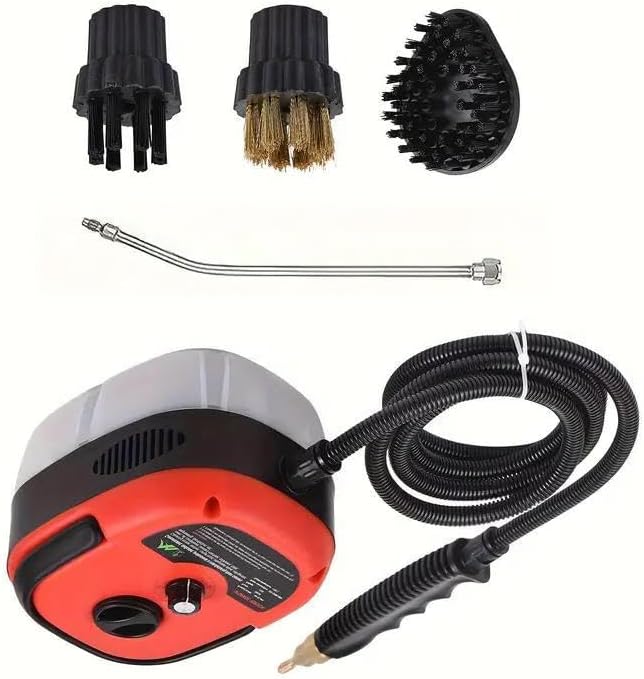 High Temperature Pressure Steam Cleaner with brush head 1500W Handheld Pressurized Steam Cleaner Portable Cleaning Machine For Home Use Kitchen Grease (Black)