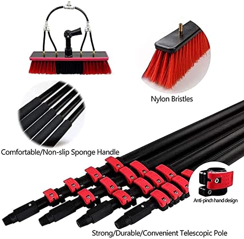 Glass Cleaning Brush Home Water Fed Telescopic Pole Kit Solar Panel Brush Rotating for Photovoltaic Panel3.6-10.8m Water Fed Telescopic Brush Window Cleaning Brush Extendable Cleaner Cons