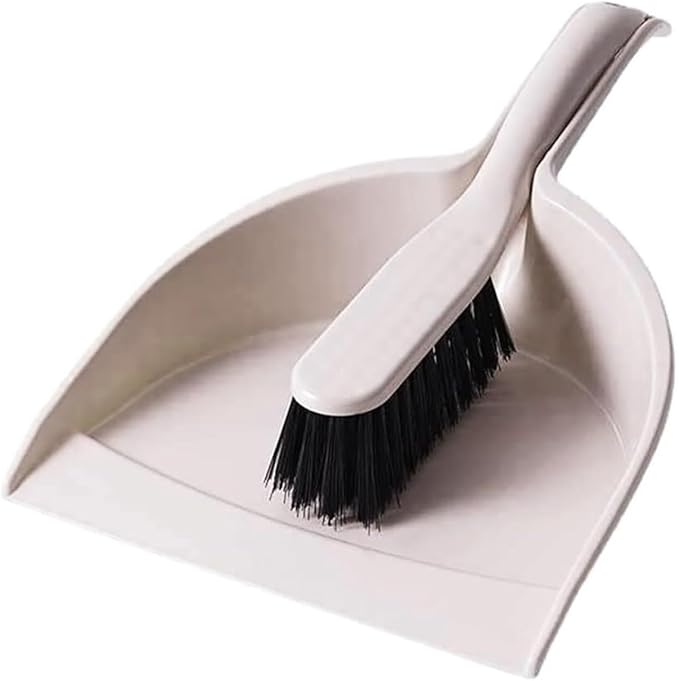 Mini Broom and Dustpan Set Small Hand Broom with Dust Pan for Table Crumbs Desk Kitchen Counter Sofa Car - Pink Blue Beige(Beige)