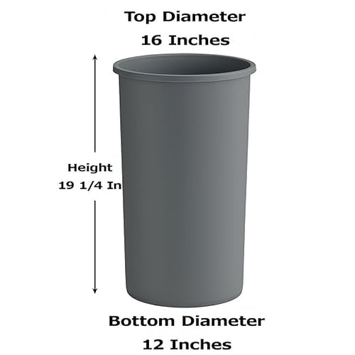 11 Gallon Round Gray Commercial Trash Can with Swing-Top Lid - Hands-Free Polyethylene Wastebasket for Office School Facility and Commercial Use - Dent &amp Crack Resistant