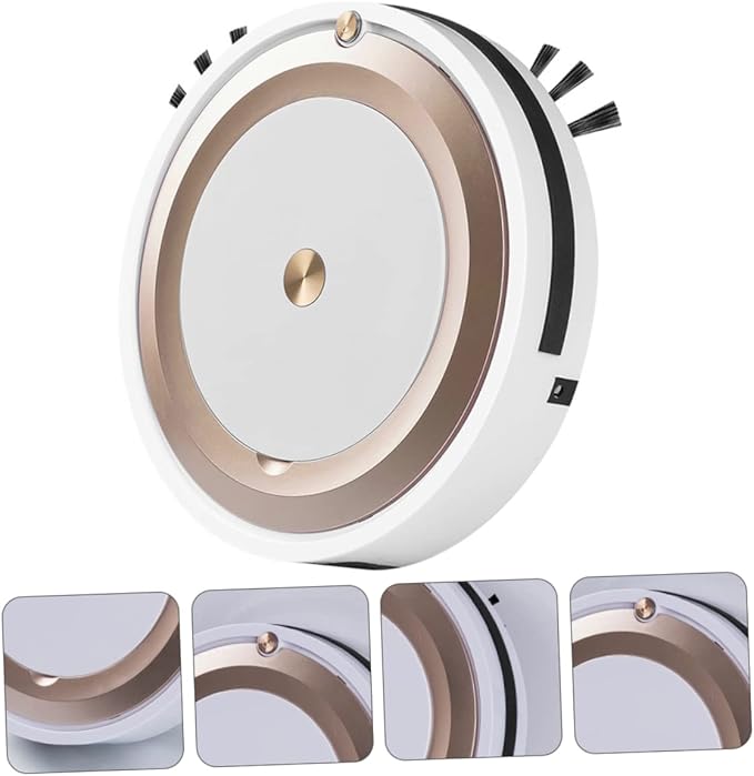 PRETYZOOM 1Set Compact Intelligent Floor Sweeper Home Dust Catcher with Mopping Function Silent Operation for Pet Hair and Debris Golden Finish