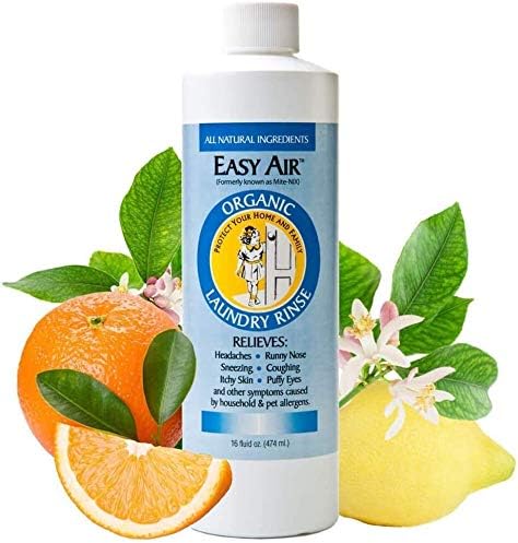 Easy Air Organic Allergy Relief Laundry Rinse Hypoallergenic &amp Fragrance Free Eliminate Odors. Asthma &amp Allergy Safe for Babies &amp Pets - 32 Fl Oz
