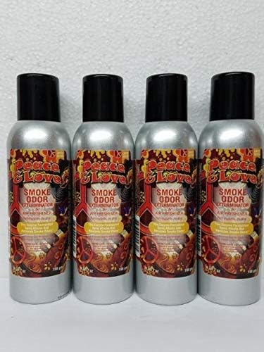 Smoke Odor Exterminator 198 gm/ 7 oz Large Spray Peace &amp Love Set of Four Cans.