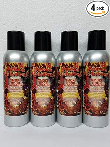 Smoke Odor Exterminator 198 gm/ 7 oz Large Spray Peace &amp Love Set of Four Cans.
