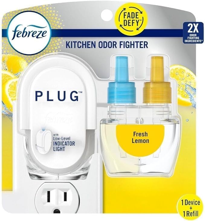 Febreze Fade Defy PLUG Air Freshener &amp Odor Fighter Starter Kit Oil Refill - (1) 0.87 fl. oz. Oil Refill (Fresh Lemon)