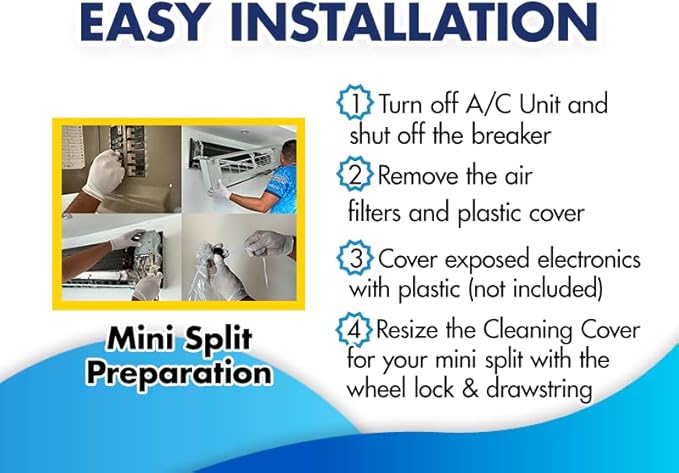 Leak Saver HVAC Guys Mini Split Cleaning Bag | Adjustable &amp Fits Any Size | 360 Degree Air Conditioner Cleaning Cover for Mini Split Air Conditioners