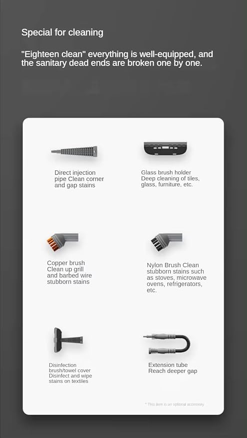 1000W Handheld Steam Cleaner Pressurized Multi-Surface Steam Cleaner for Home Use W/6pcs Tools and Safety Lock to Remove Grime Grease