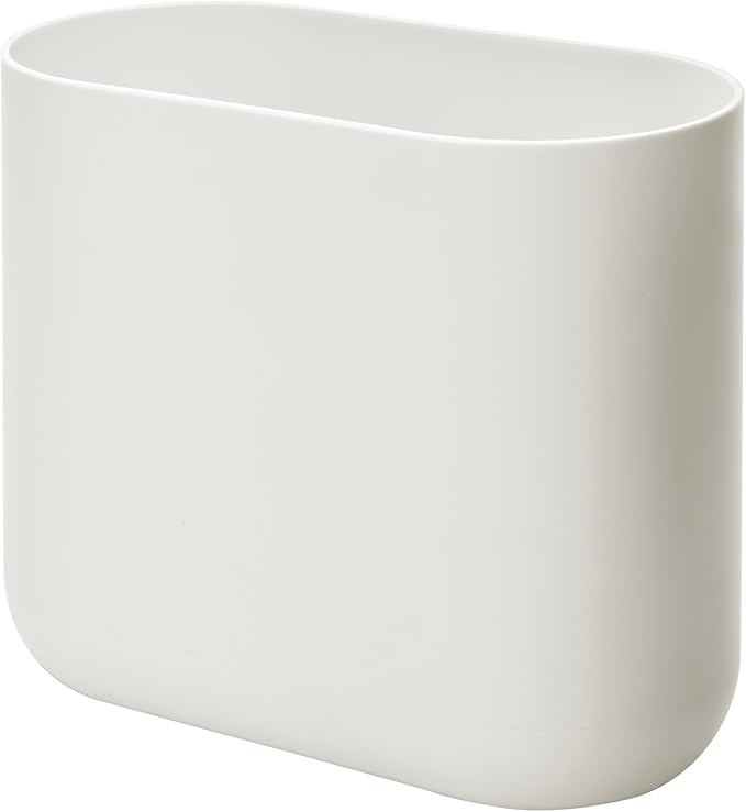 iDesign Small Slim Plastic Bathroom Trash Can Garbage Can for Bedroom Office Desk Dorm 2-Pack Coconut White