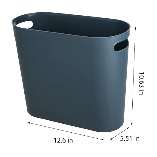 zoocatia Small Trash Can Garbage Can Container Bin with Handles 3 Gallons Plastic Wastebasket for Bathrooom Bedroom Office Kitchen Laudry Room Dorm Room - Black + Blue-Green