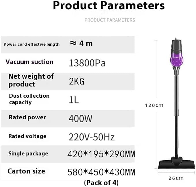 Corded Stick Vacuum Cleaner Handheld 2-in-1 Vacuum with Attachments Purple and Black
