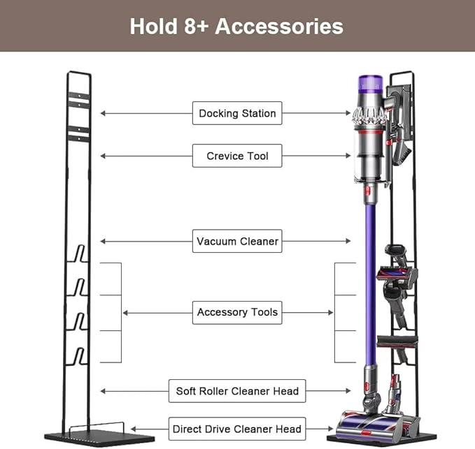 Foho Vacuum Stand Compatible for Dyson Stable Metal Storage Bracket Holder Compatible for Dyson V6 V7 V8 V10 V11 Cordless Vacuum Cleaners &amp Accessories
