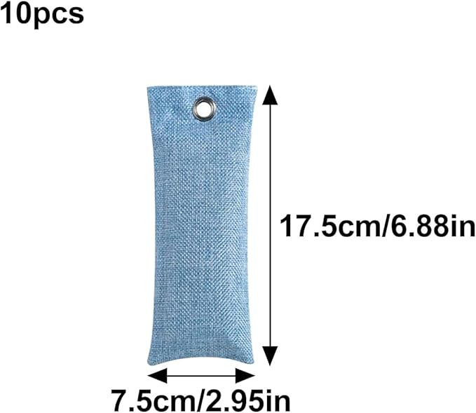 10PCS Activated Bamboo Charcoal Air Purifying Bag Air Freshener Bag Moisture Absorber for Refrigerator Home Car Blue