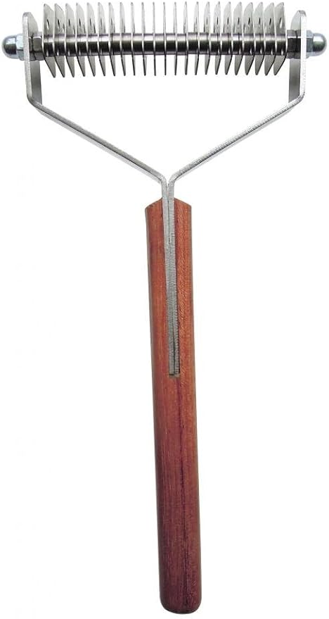 Mars Coat King Double Wide Dematting Undercoat Grooming Rake Stripper Tool for Dogs and Cats Stainless Steel with Wooden Handle for Thick Coats 23-Blade Stripper for Groomers Pet Owners