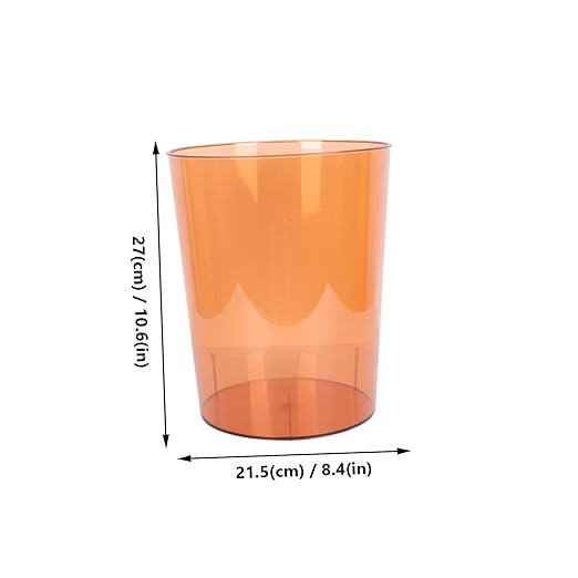 Transparent Small Orange Trash Can for Home Office Multipurpose Rubbish Holder and Flower Container Creative Modern Wastebasket with Fresh Simple Style and Space-Saving Design