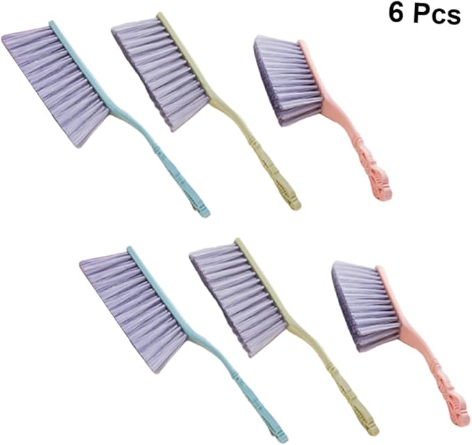CHILDWEET 6pcs Thick Hollow-Handle Cleaning Brushes for Sofa and Bed Dusting Household Dust Removal Tool Set in Blue Green and Pink for Furniture and Home Cleaning