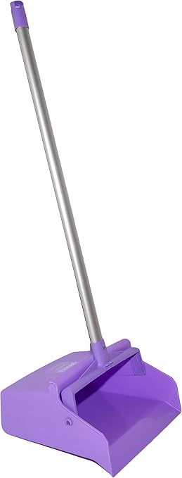 SPARTA Color Coded Upright Dustpan with 30 Inch Aluminum Handle Serrated Edge and Locking Yoke Standing Commercial Floor Dust Pan Purple Pack of 6