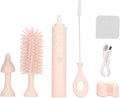 Garosa Electric Bottle Brush Electric Cleaning Brush Set Bottle Brush Pacifier Brush Straw Brush Pacifier Cleaning 2 Speeds Rotating Silicone (Pink)