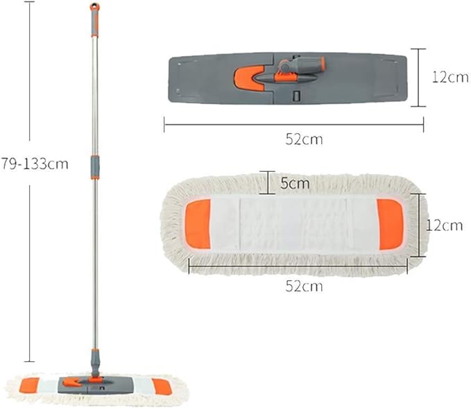 Mop - Washable Pads Rotation Dust Flat Mop with Long Stainless Steel Handle